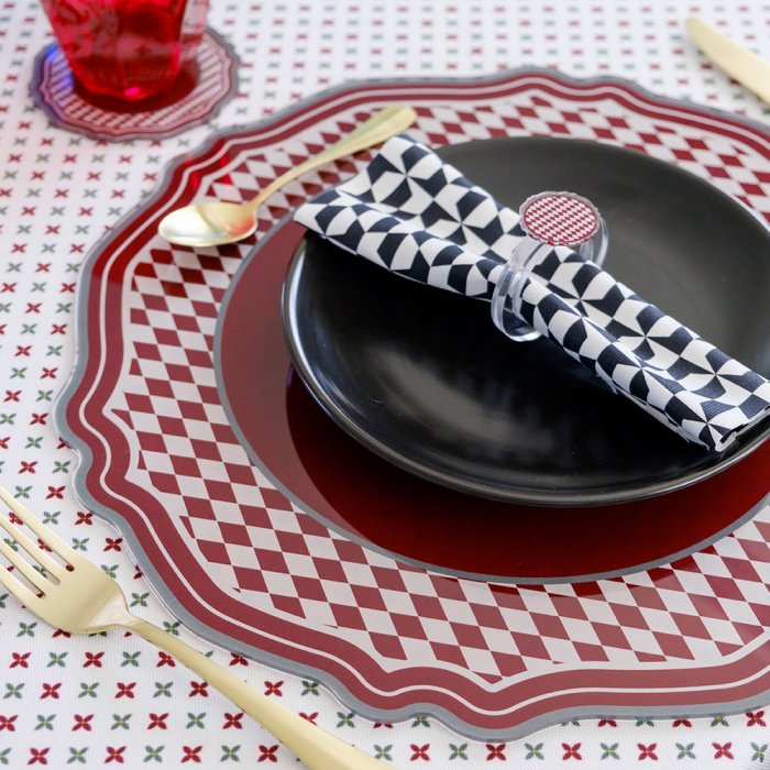 SET 2 SOTTOPIATTI NATALIZI ROSSI